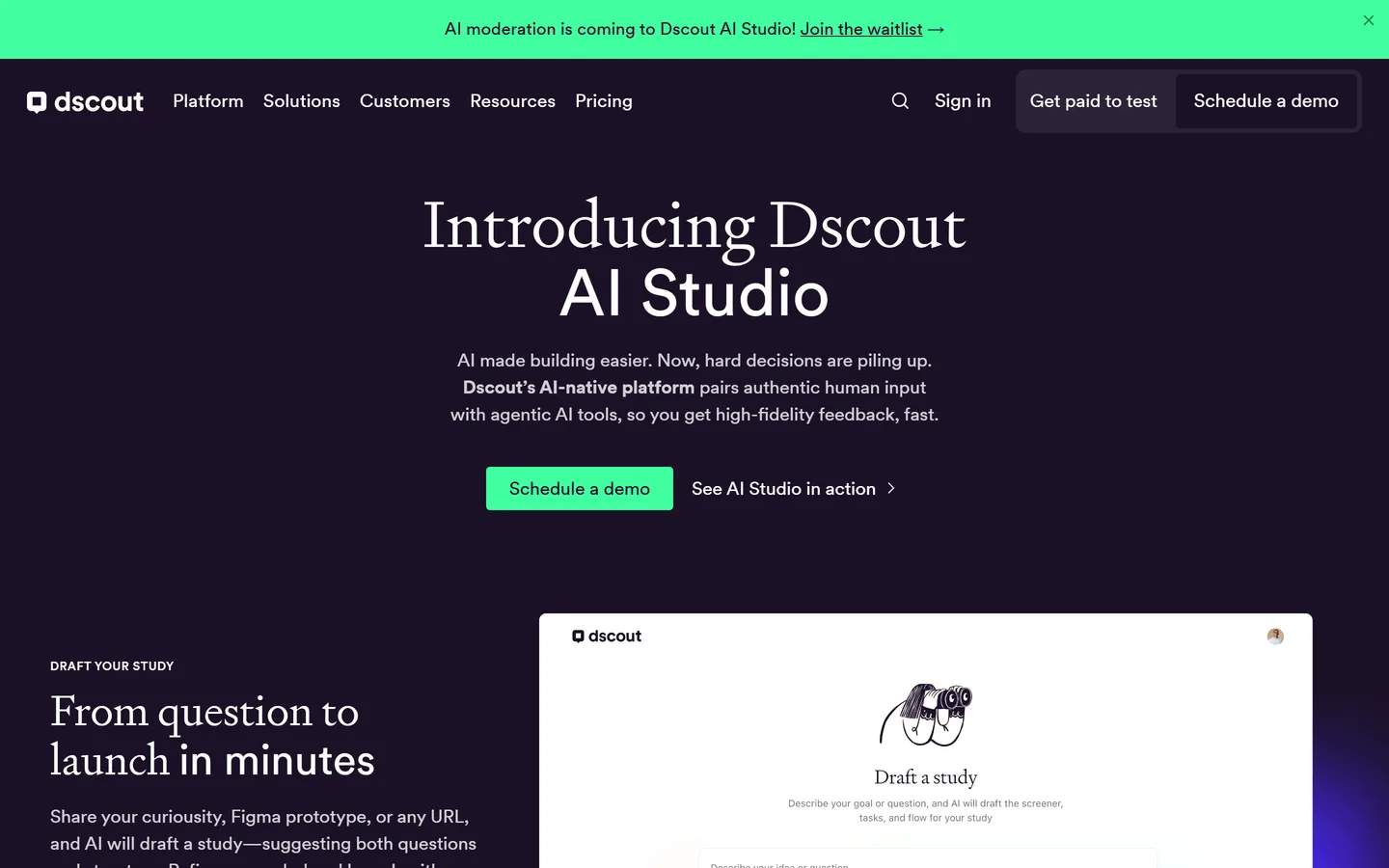 Dscout homepage — participant recruiting and diary studies