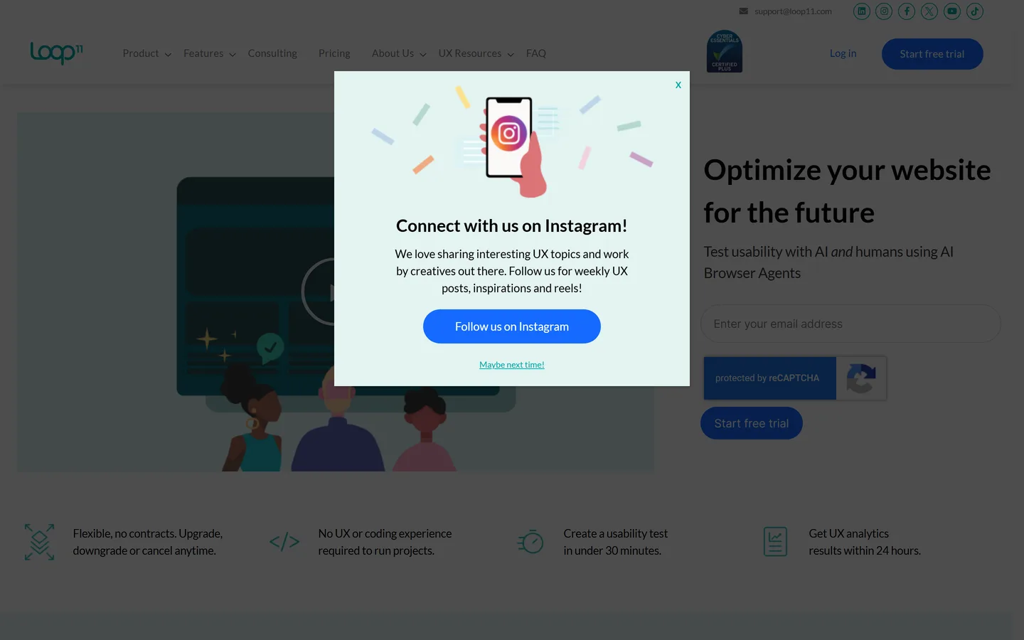 Loop11 homepage — online usability testing for websites and prototypes