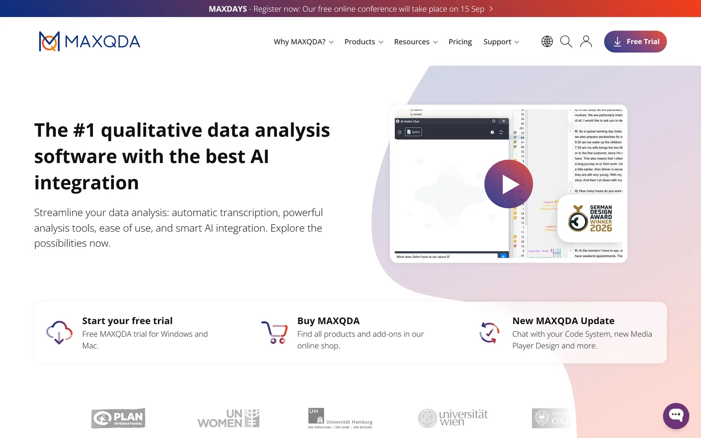 MAXQDA homepage — qualitative and mixed methods data analysis software