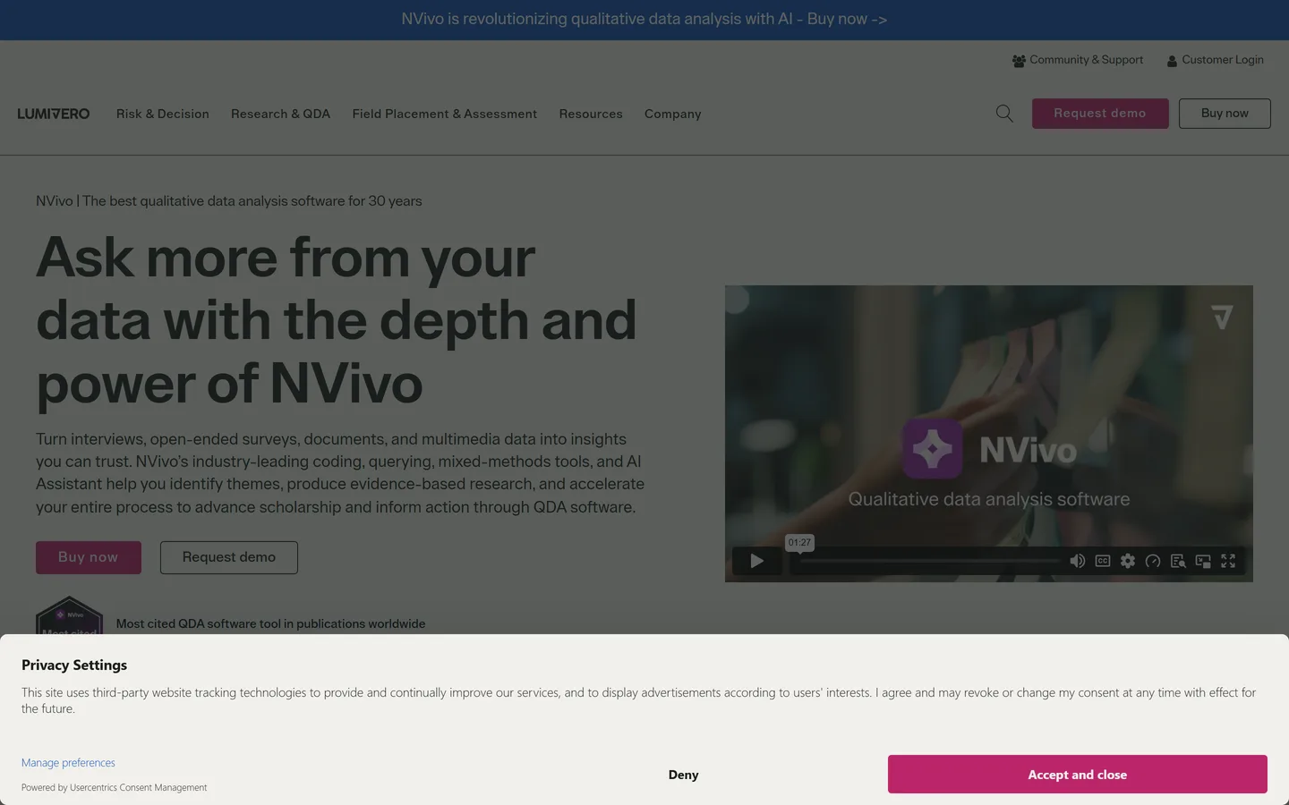NVivo homepage — qualitative data analysis software for researchers