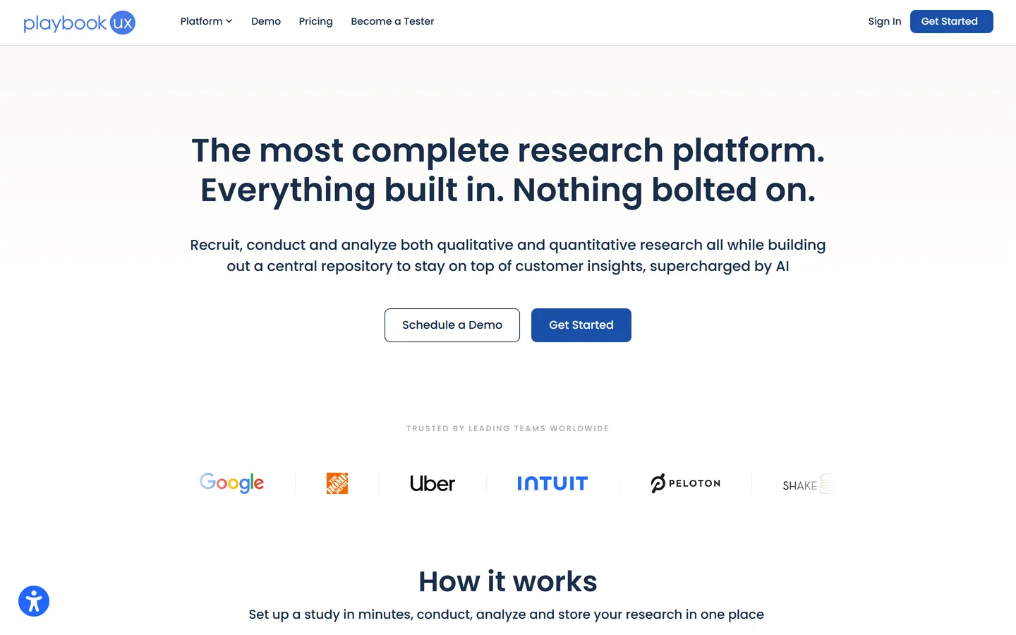 PlaybookUX homepage — moderated and unmoderated user testing with recruiting