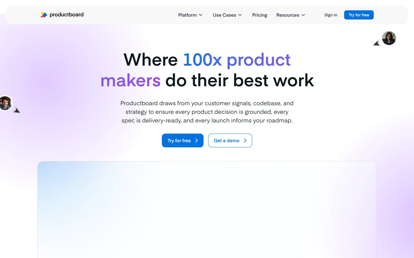 Productboard homepage — feedback-driven feature prioritization