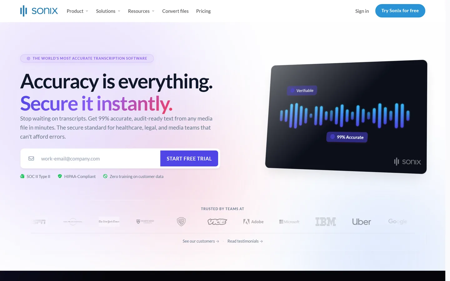 Sonix homepage — automated multilingual transcription and translation