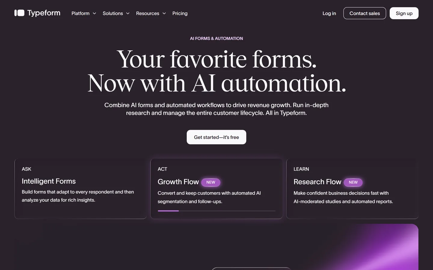 Typeform homepage — conversational screener forms for recruiting interviewees