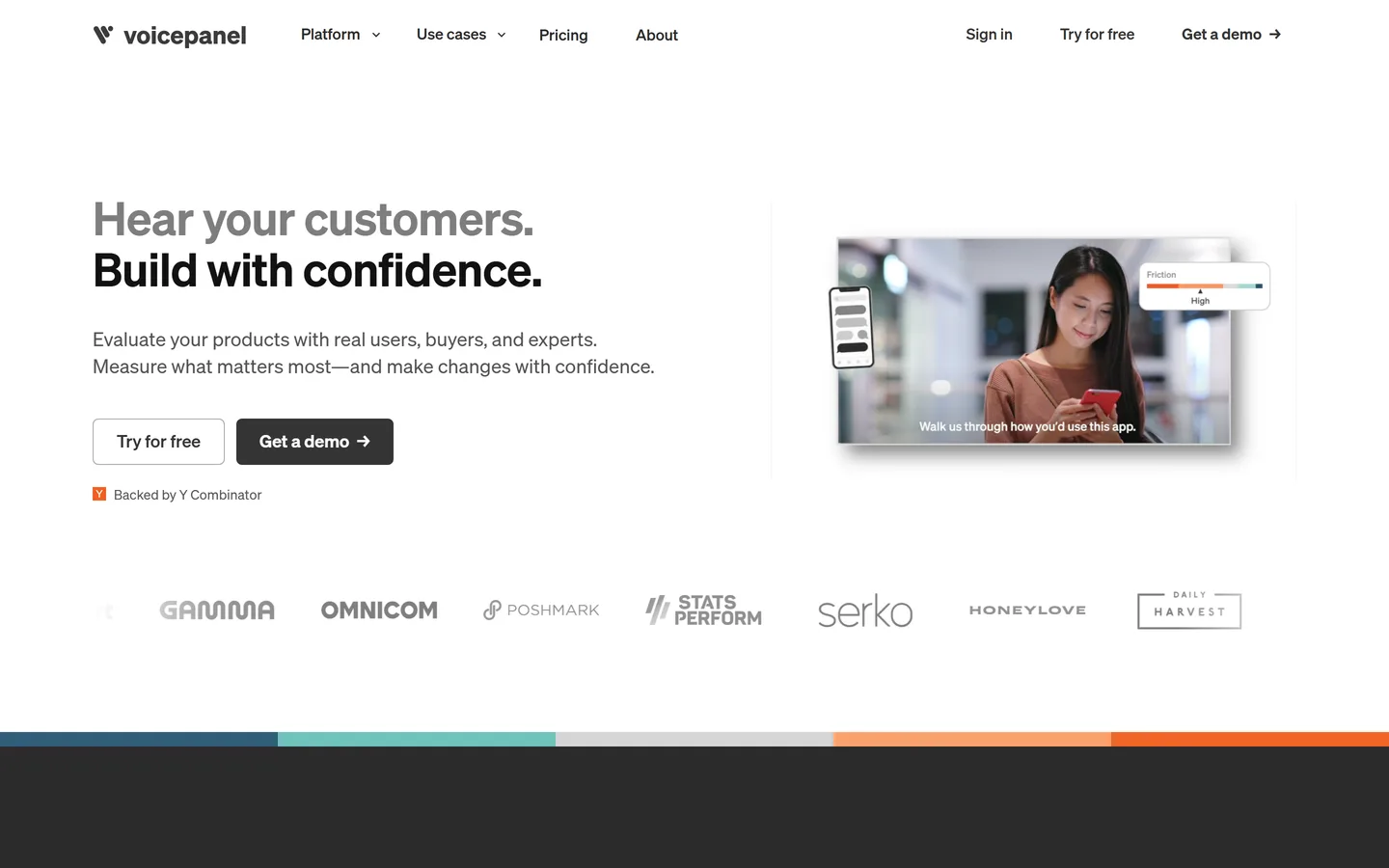 Voicepanel homepage — AI voice interviews with participant recruiting