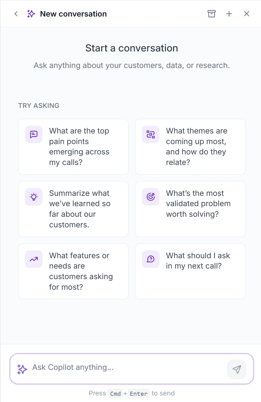 Intervool Copilot — ask anything about your customers, data, or research
