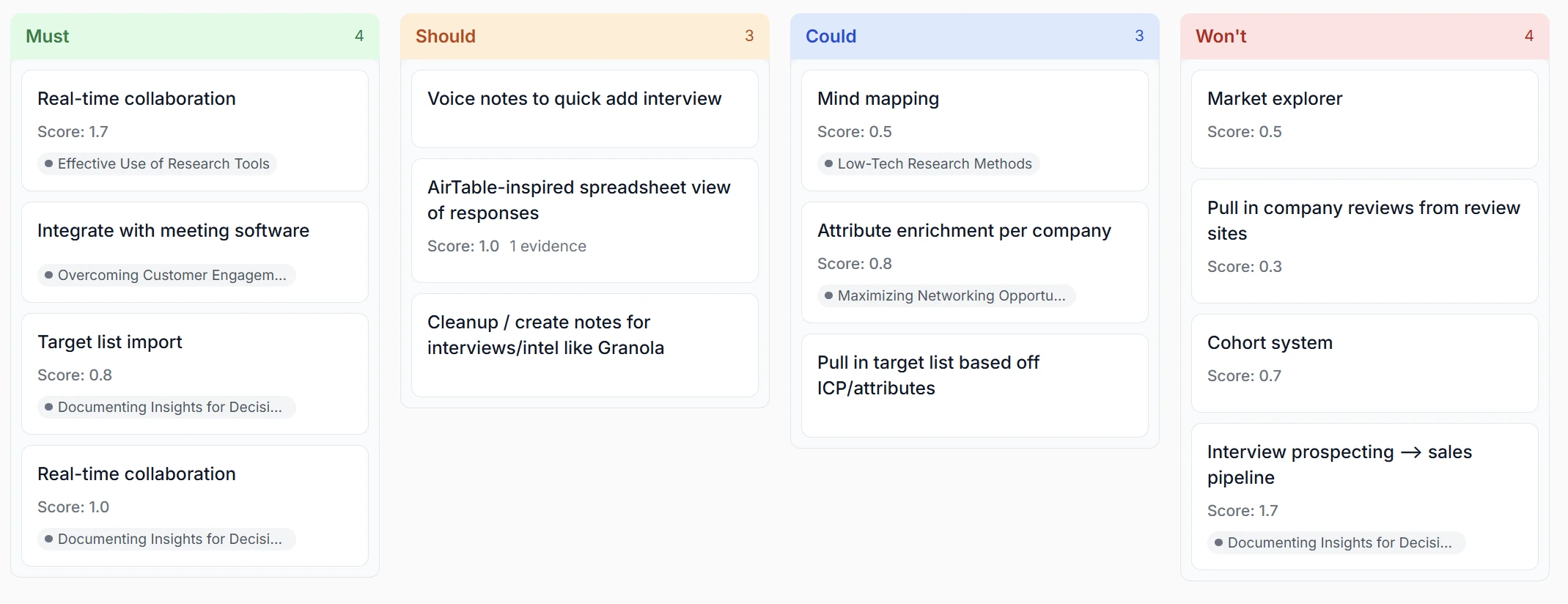 Intervool feature roadmap and prioritization