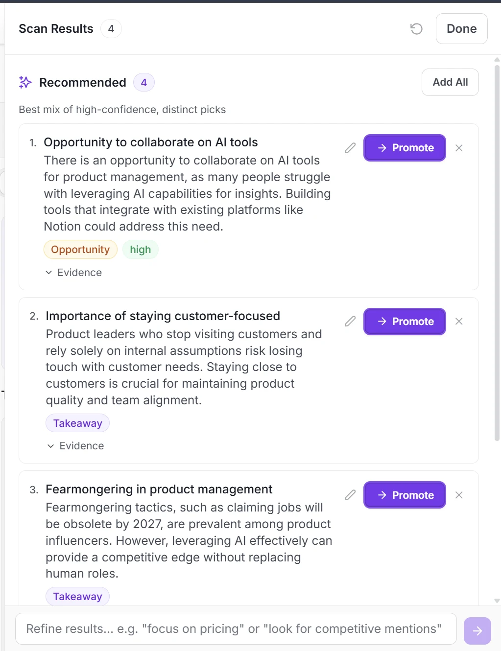 Generating structured insights from a conversation in Intervool