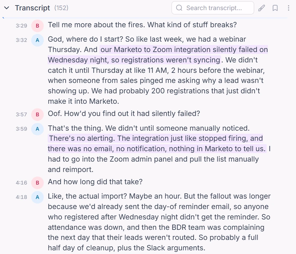 Highlighting key moments directly in an Intervool interview transcript